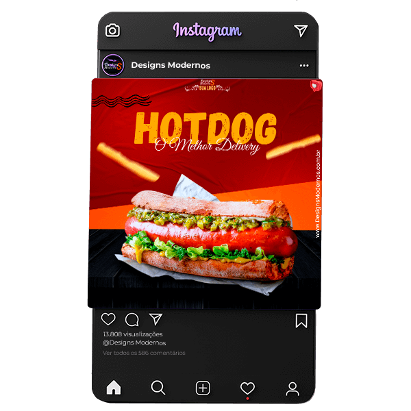Post Feed O Melhor Hot Dog do Mundo Social Media PSD Editável