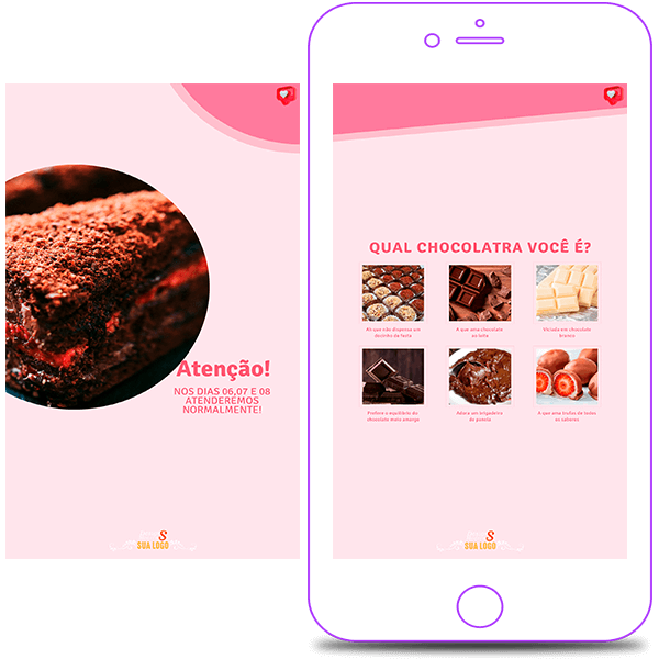 Stories Editáveis para Confeitaria