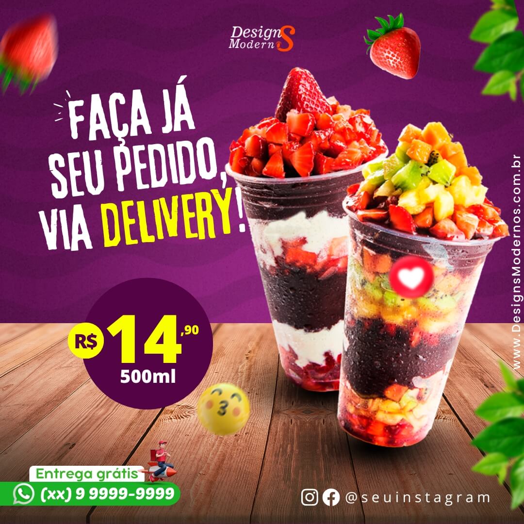 artes de açaí editáveis