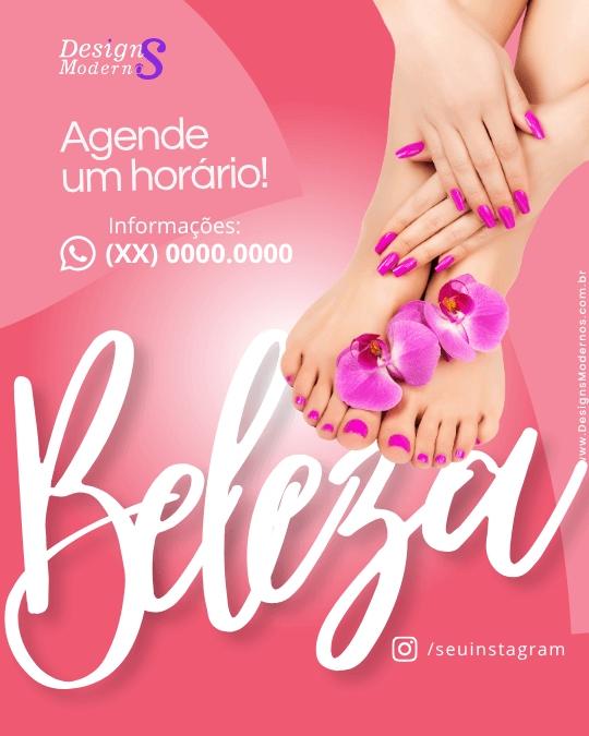 100 Artes para Manicure e Pedicure 5 Artes editáveis de manicure para instagram