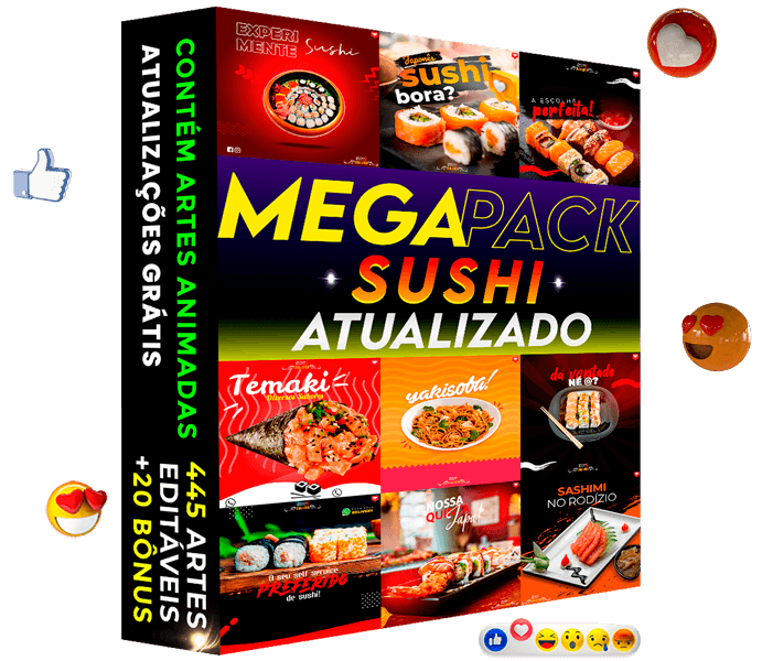 Artes de Sushi para Redes Sociais