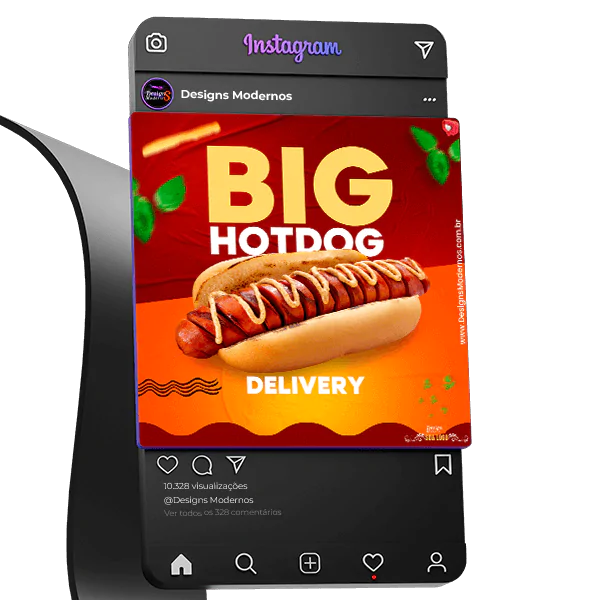 Pacote de Artes Editáveis Hot Dog para Redes Sociais