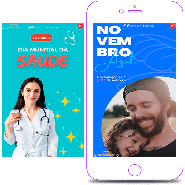 Stories Editáveis de Medicina para Redes Sociais