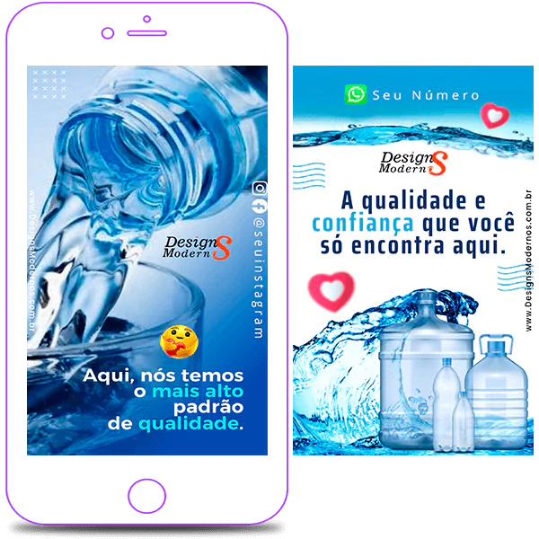 Pack de 30 Artes para Distribuidora de Água 13 Stories para Distribuidora de Água