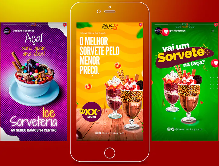 stories editaveis para sorveteria