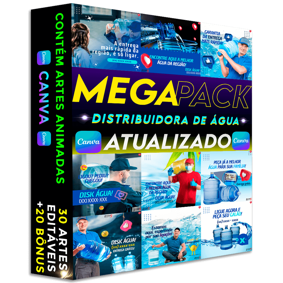 Pack de 30 Artes para Distribuidora de Água 7 Artes para Distribuidora de Água