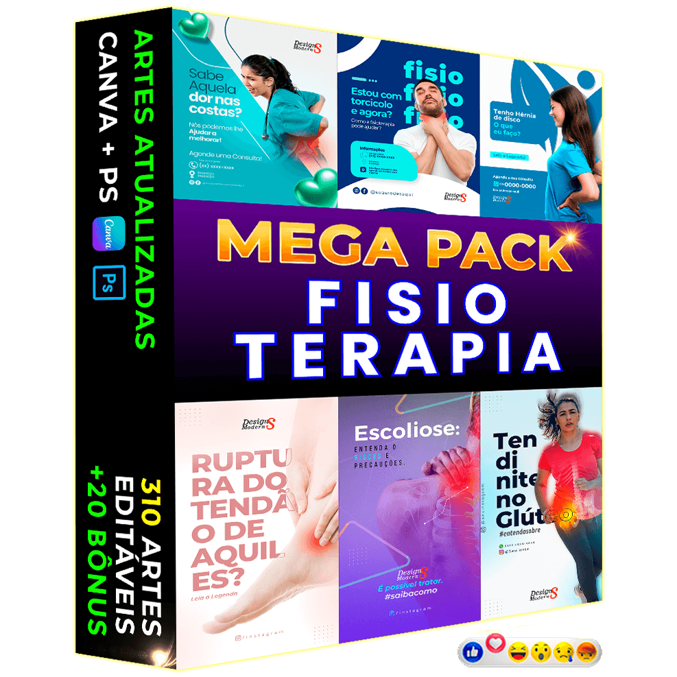310 Artes de Fisioterapia Editáveis no Canva e Photoshop 1 Artes de Fisioterapia Editáveis