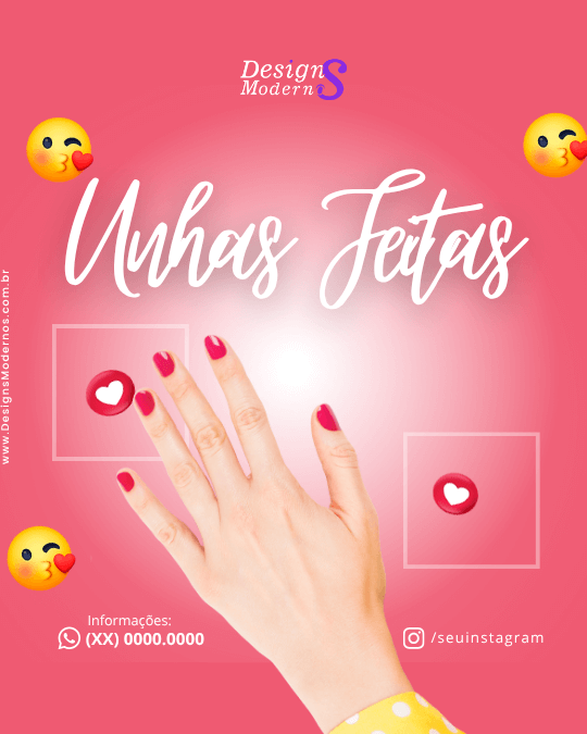 Designs para MANICURE e pedicure editáveis para o canva